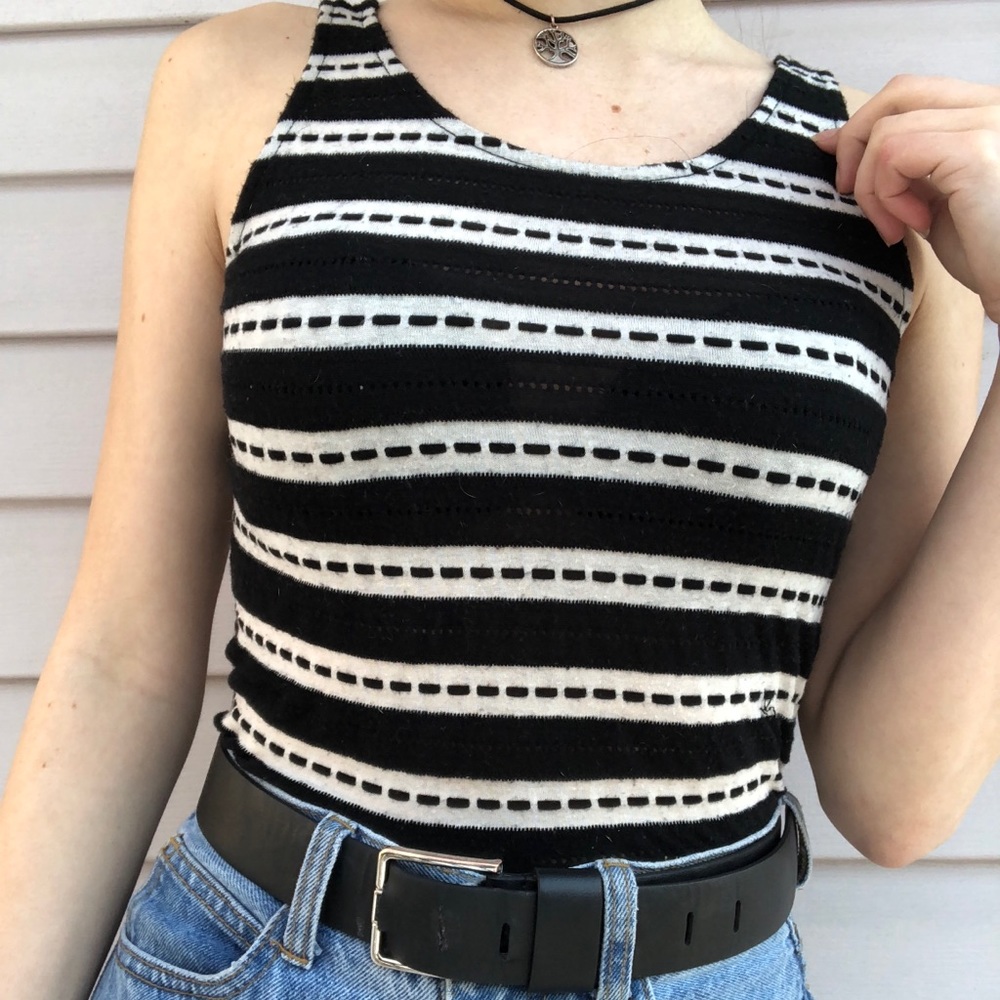 Black and white striped tank top